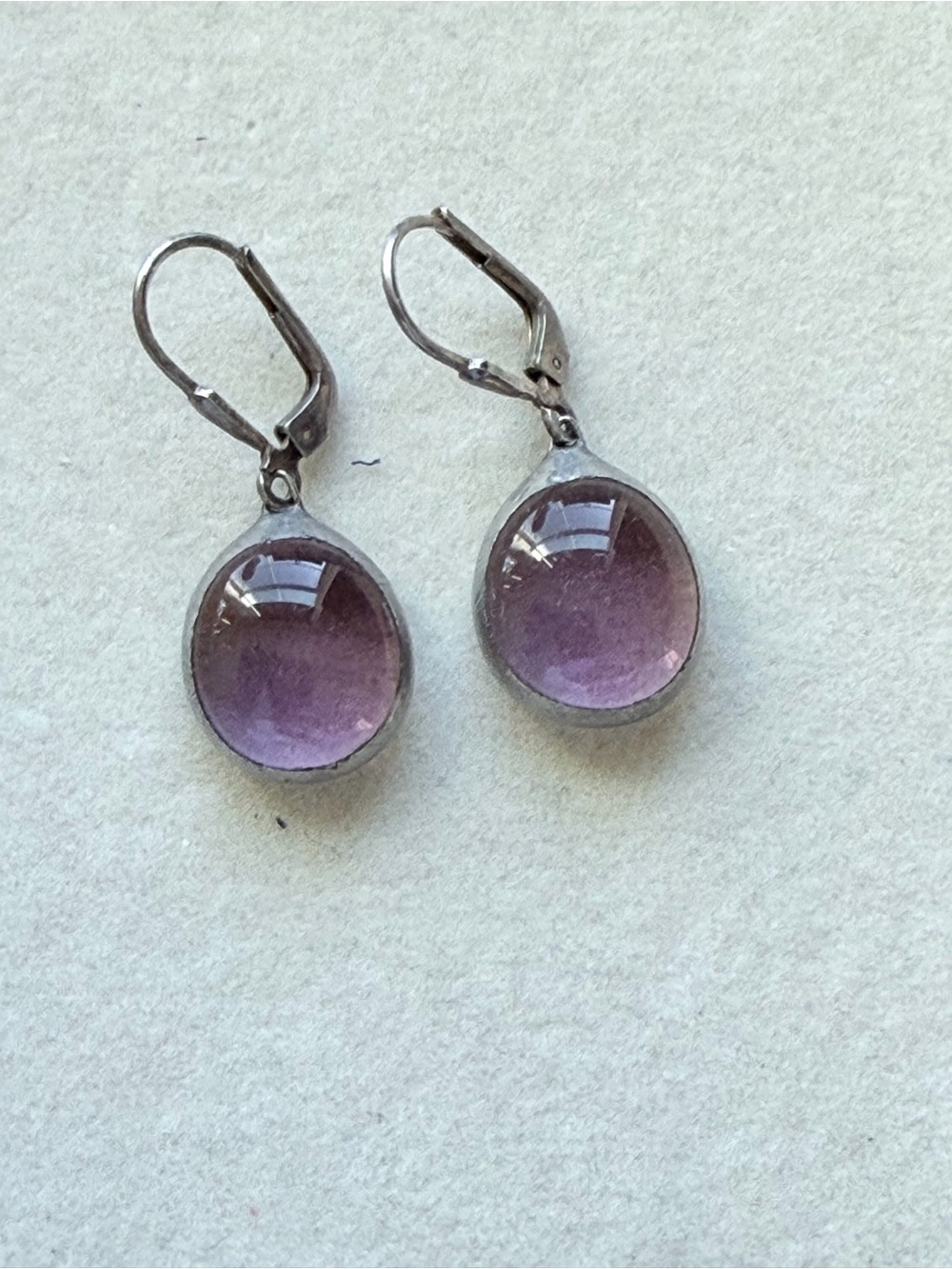 Sterling Silver Lavender Glass Drop Earrings